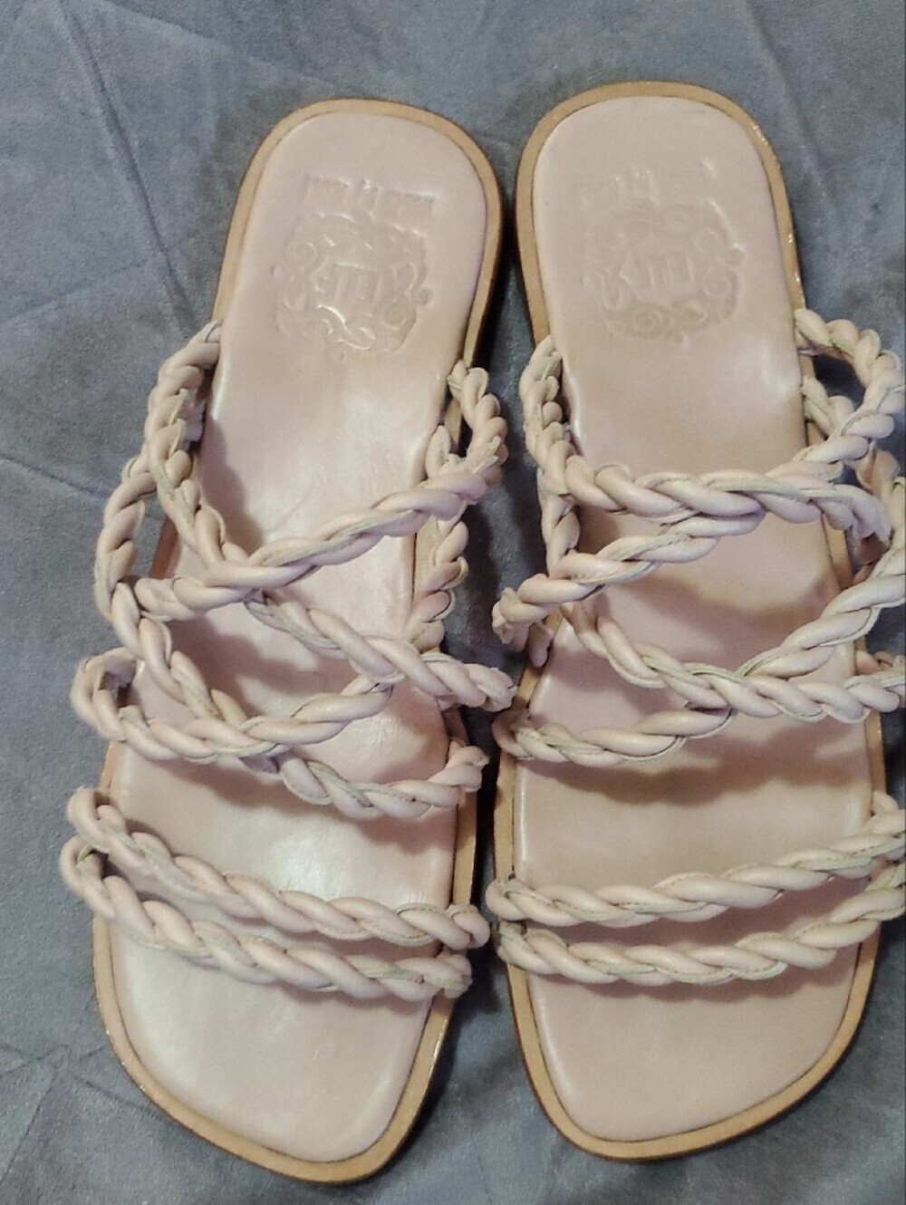 ELF Hand Made Women’s Braided Strap Slide Sandals in Light Pink Size 9.5